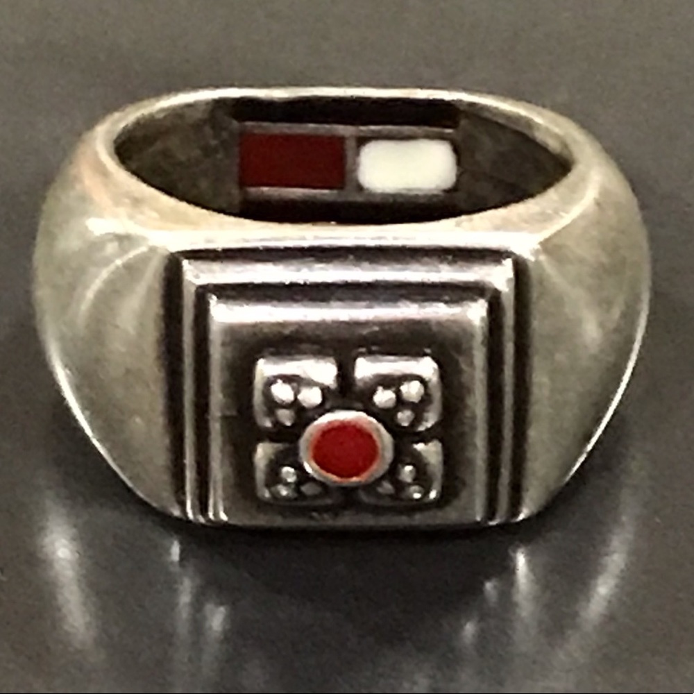 Tommy Hilfiger Men's Ring Sz. 8 Silvertone